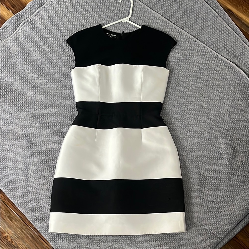 Elegant Black and White Striped Dress